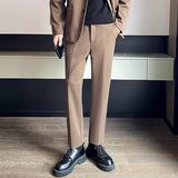 酒店风春季休闲西裤男士修身直筒松紧腰轻奢毛呢裤子CY86-P48，男装西裤，星座610（原A335）