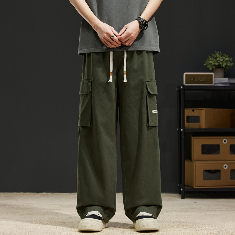 夏工装裤男士青少年阔腿宽松直筒纯棉休闲长裤子K2711-P52,男装工装外套,星座610（原A335）
