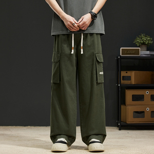 夏工装裤男士青少年阔腿宽松直筒纯棉休闲长裤子K2711-P52图片