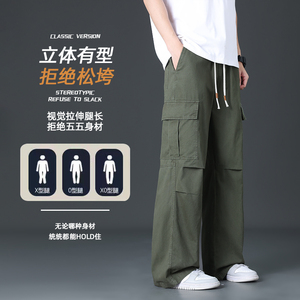 高端工装裤男士春夏季2025新款宽松直筒阔腿休闲长裤子K2713-P52图片