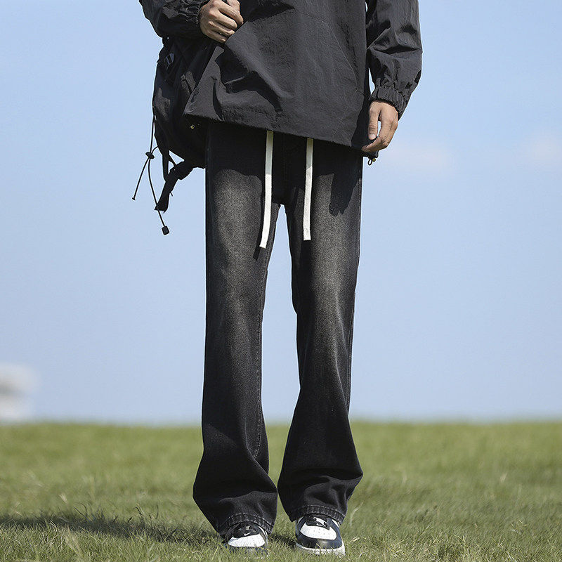 高街水洗做旧牛仔裤男美式复古微喇裤潮牌直筒显瘦裤子K1931-P45，男装牛仔裤，星座610（原A335）