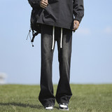 高街水洗做旧牛仔裤男美式复古微喇裤潮牌直筒显瘦裤子K1931-P45，男装牛仔裤，星座610（原A335）