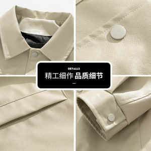 青年休闲皮夹克外套新款男秋季宽松潮牌时尚翻领PU皮衣Q5553-P75图片
