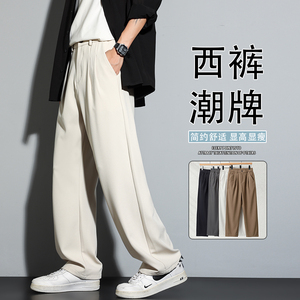 宽松垂感直筒潮流休闲裤男士2025秋季新款高级潮流西裤K6636-P50图片