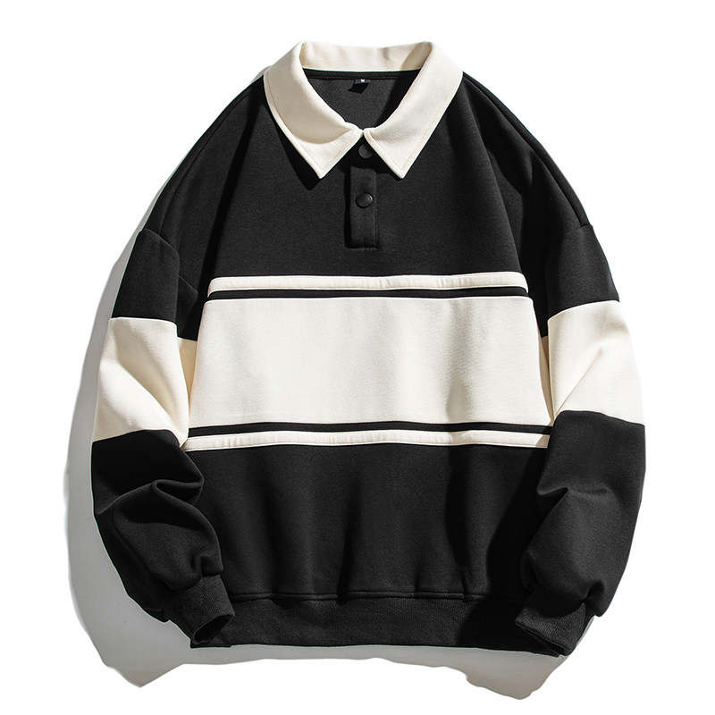 wassup candy拼接撞色卫衣男春秋季新款潮流Polo衫宽松百搭上衣服图片