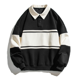 wassup candy拼接撞色卫衣男春秋季新款潮流Polo衫宽松百搭上衣服图片