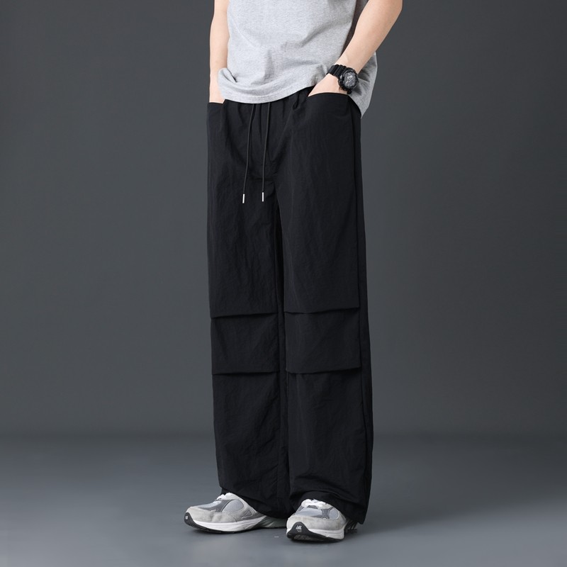 夏季新款休闲裤男士宽松褶皱工装裤百搭显瘦直筒阔腿裤K2705-P40图片
