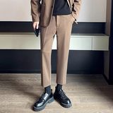 酒店风春季毛呢休闲西裤男士修身百搭松紧腰轻奢裤子CY86-P48，男装西裤，星座610（原A335）