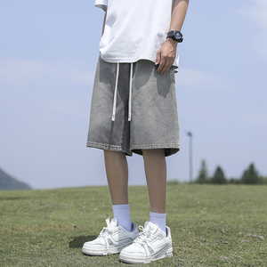星空纹牛仔短裤男夏季薄款宽松阔腿美式高街潮流五分裤TS187-P38图片