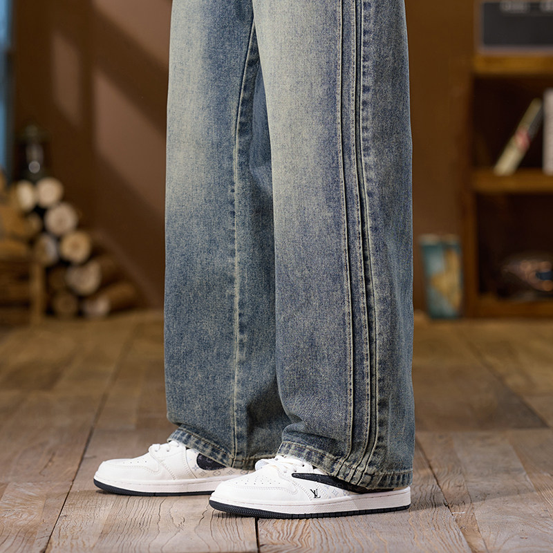 美式重磅直筒牛仔裤男秋季水洗宽松工装阔腿休闲长裤子K8103-P45,男装牛仔裤,星座610（原A335）