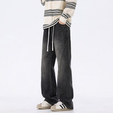 秋季微喇牛仔裤男松紧抽绳款休闲百搭美式高街潮流直筒裤L25-P45，男装牛仔裤，星座610（原A335）