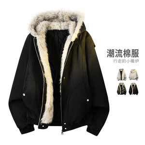 美式迷彩毛领夹棉衣连帽夹克棉服2025冬季加厚外套MY2519-P98图片