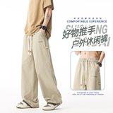 拼接刺绣休闲裤子男美式复古日系慵懒纯棉直筒阔腿裤K2712-P50，男装休闲裤，星座610（原A335）