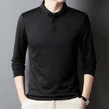 男士长袖t恤上衣服翻领polo衫爸爸装秋季新款打底衫PL5588-特P30，男装T恤，星座610（原A335）