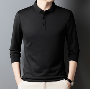 男士长袖t恤上衣服翻领polo衫爸爸装秋季新款打底衫PL5588-特P30,衣服高度怎么搭配图片