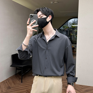 纯色简约时尚免烫衬衫男士休闲百搭舒适透气韩版上衣CY008-特P30图片