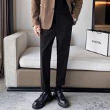 毛呢裤子男韩版潮流秋春季新款九分小西裤修身加厚休闲裤CY86-P48，男装西裤，星座610（原A335）