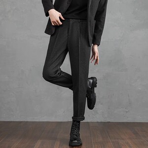 秋冬季裤子男轻熟风轻奢男装直筒垂感高级毛呢小西裤CY86-P48图片
