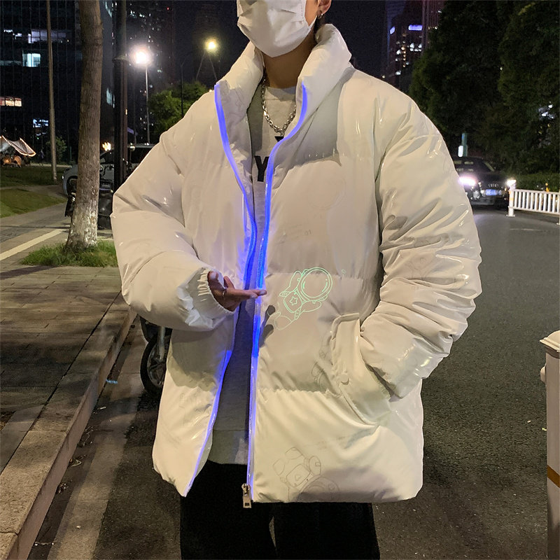 冬季新款韩版潮流帅气棉衣男加厚亮面棉服港风宽松外套MY006图片