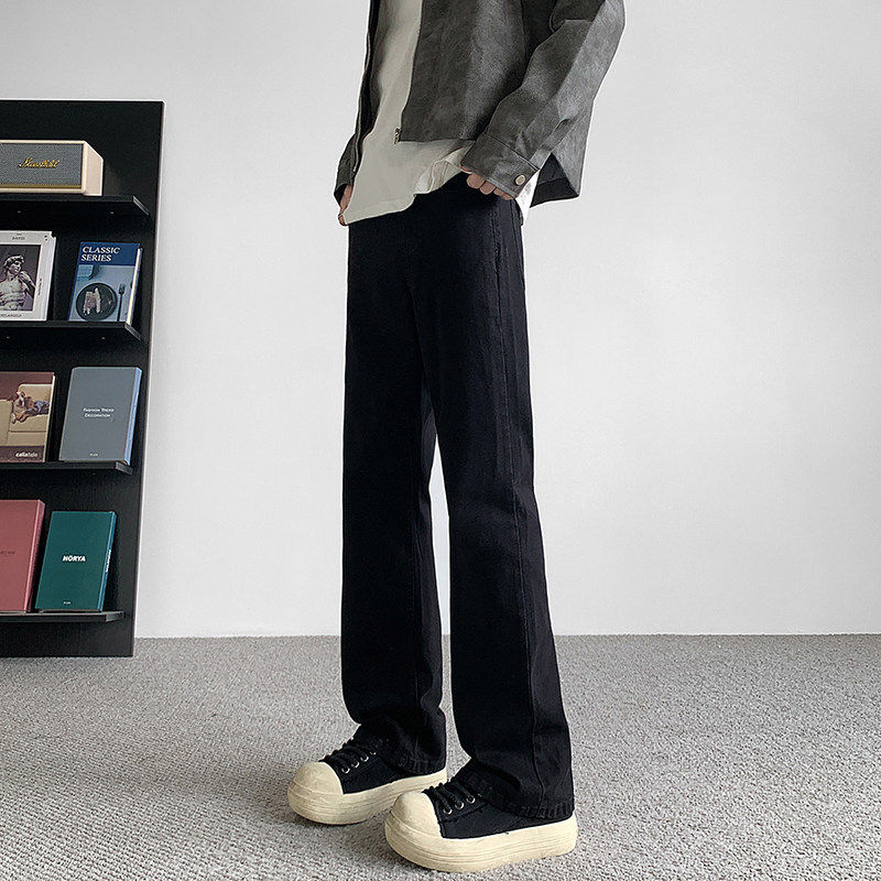 美式vibe裤子男秋冬高街微喇黑色牛仔裤修身直筒休闲裤K1930-P45，男装牛仔裤，星座610（原A335）