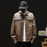防水防污皮衣男款秋季高街痞帅外套复古宽松PU皮夹克Q5553-P75，男装夹克，星座610（原A335）