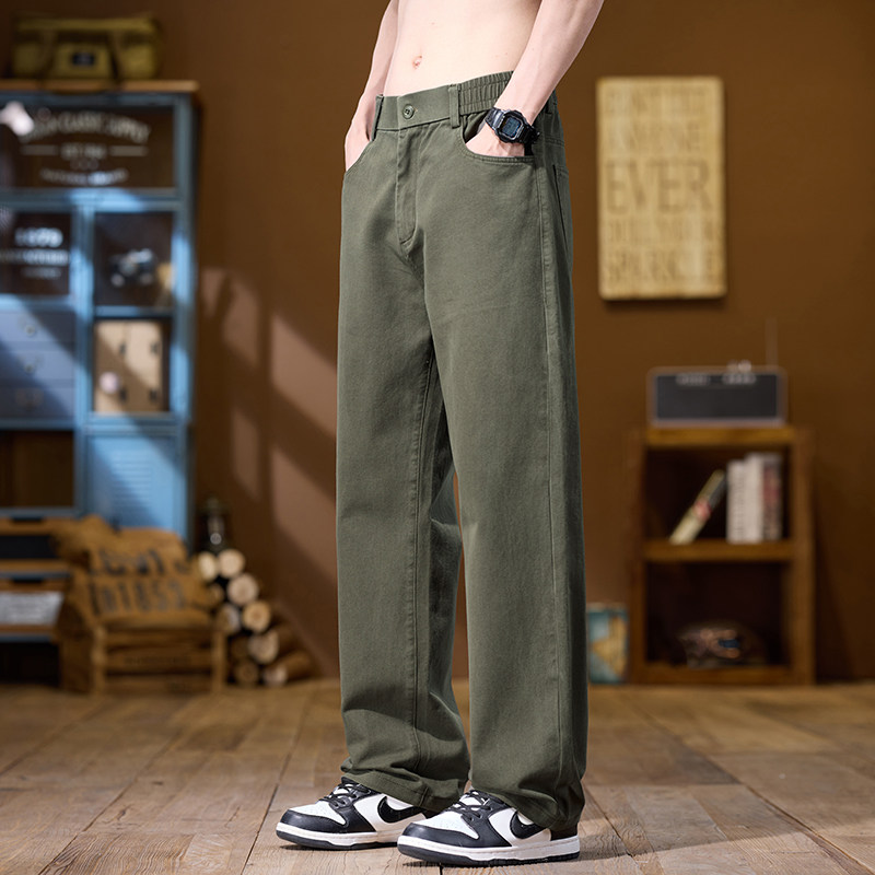 纯棉休闲裤男春夏新款潮流百搭宽松垂感阔腿直筒长裤子K8201-P45,男装休闲裤,星座610（原A335）