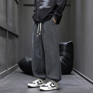 男春宽松直筒垂感休闲长裤潮牌美式提花阔腿裤Q29150-特P35，男装休闲裤，星座610（原A335）