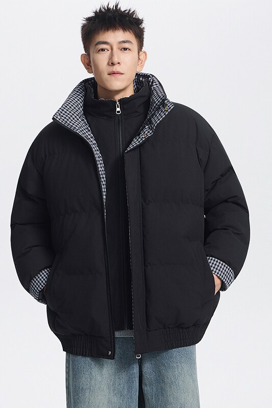 假两件棉衣男士冬季2025新款加厚面包服格子立领棉服MY2515-P85,男装棉衣,星座610（原A335）