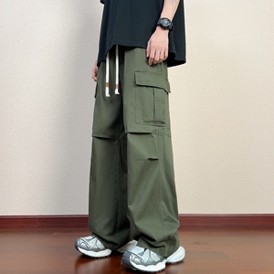 休闲裤男春夏新款美式纯棉工装裤学生宽松直筒伞兵裤子K2713-P52图片