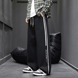 秋季2025新款宽松条纹直筒运动裤阔腿青少年休闲长裤Q29165-特P35，女装休闲裤，星座610（原A335）