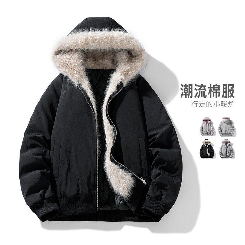 毛领座山雕棉服男2025冬季加厚夹克短款解构棉衣外套MY2524-P95,男装夹克,星座610（原A335）