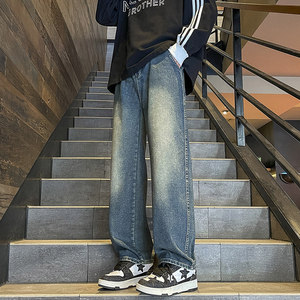 2025年秋冬新款牛仔裤男休闲韩版百搭ins宽松直筒阔腿裤TS112-P45，男装牛仔裤，星座610（原A335）