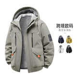 冬季外套男加绒加厚潮牌夹克男连帽宽松保暖冲锋衣KJ8691-P90，男装夹克，星座610（原A335）