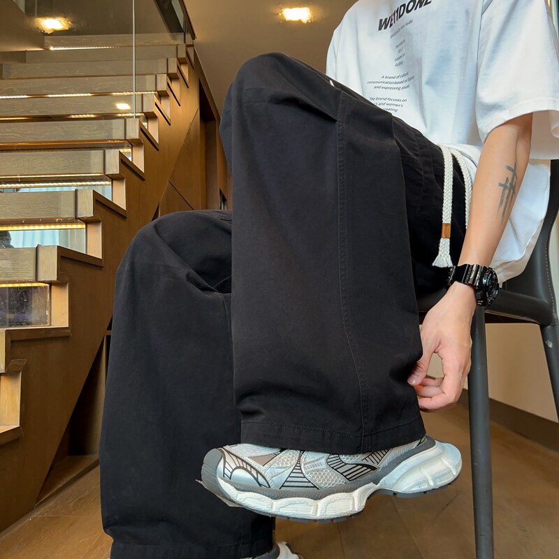 青少年百搭纯棉休闲裤子男春夏季宽松垂感直筒裤子K2715-P50,男装休闲裤,星座610（原A335）