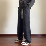 秋季港风棋盘格休闲裤男士时尚百搭垂坠感拖地裤Q2369-P40，男装休闲裤，星座610（原A335）