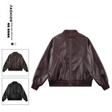 美式嘻哈PU皮机车服外套男潮牌宽松防风棒球服夹克JS5619-P90，男装夹克，星座610（原A335）