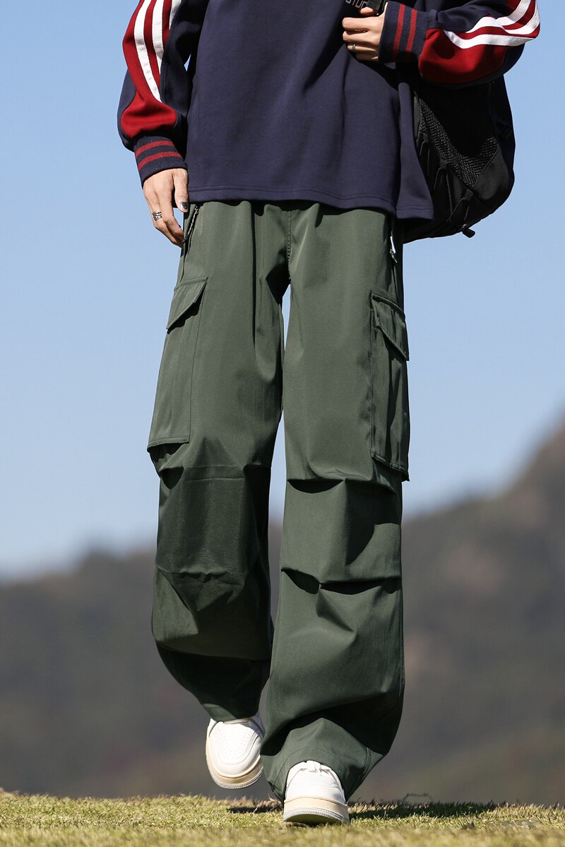 垂感工装裤男春夏款休闲宽松直筒美式机能大口袋伞兵裤K2716-P40图片