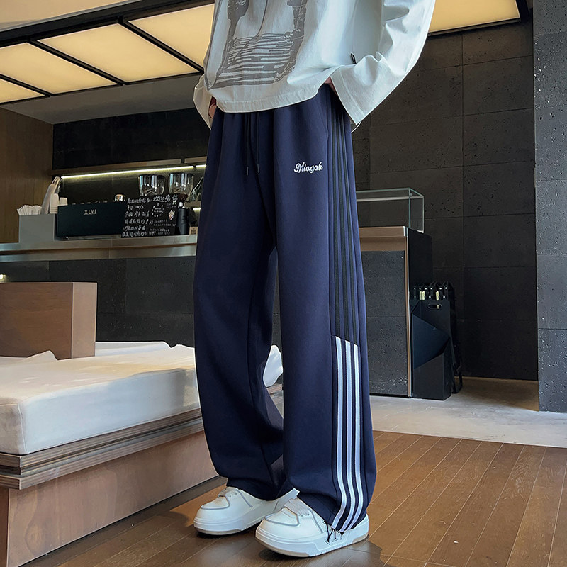 美式侧边拼接条纹卫裤男秋季高街复古撞色运动长裤Q29170-特P40，男装休闲裤，星座610（原A335）