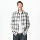 复古长袖衬衫男秋季2025新款潮牌宽松男格子衬衣外套Q5570-特P42，男装衬衫，星座610（原A335）