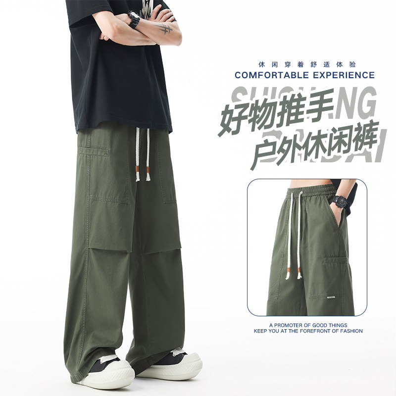 复古纯棉工装裤男款春夏季痞帅宽松美式潮牌休闲直筒裤K2715-P50图片