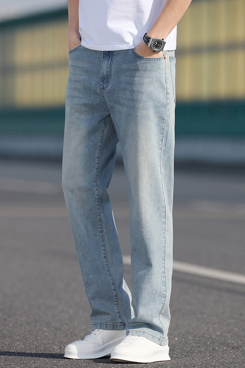 牛仔裤男士夏季美式高街vibe痞帅微喇阔腿裤男休闲裤子K2516-P50,男装牛仔裤,星座610（原A335）
