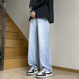 港风秋冬新款牛仔裤男宽松直筒潮牌ins拖地学生阔腿裤子TS112-P45，男装牛仔裤，星座610（原A335）