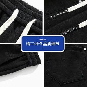 显瘦休闲裤男潮流百搭春季美式宽松直筒阔腿长裤Q29177-P45图片