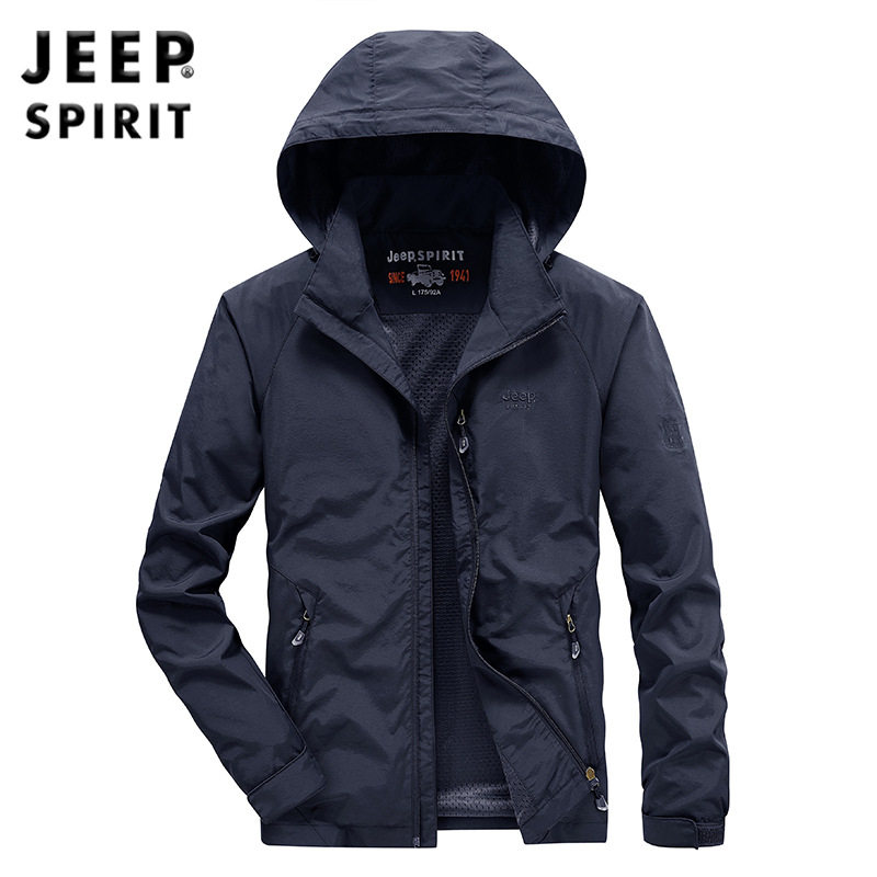 JEEP吉普男士2026春秋新款薄款宽松夹克刺绣标外套中年战地上衣