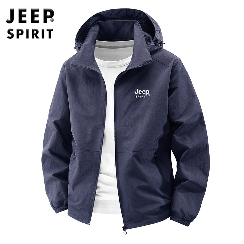 JEEP吉普男装外套2026春秋季薄款夹克男士战地休闲宽松连帽上衣男