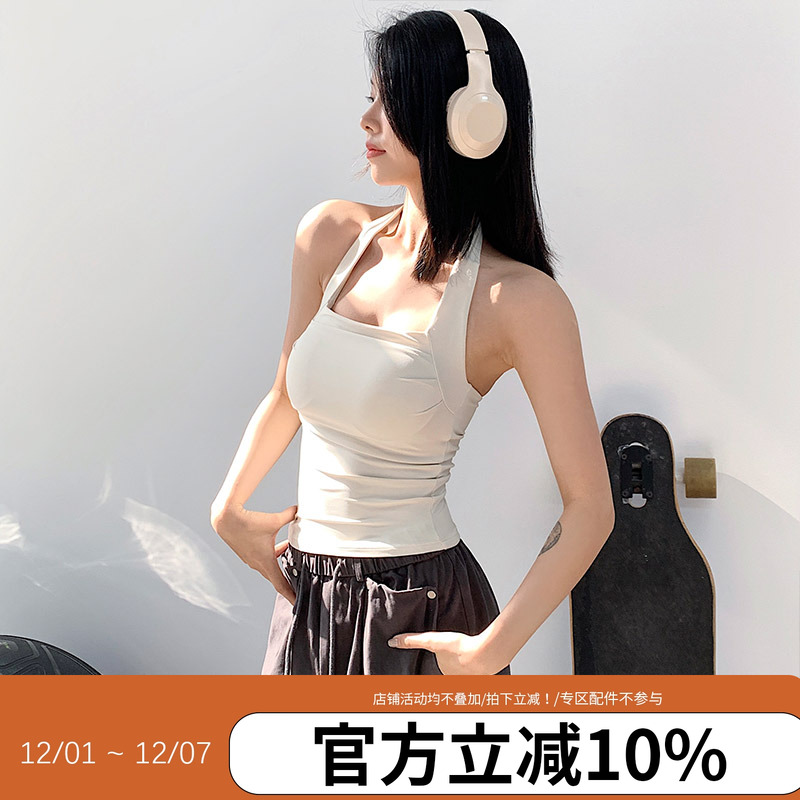 annerun挂脖运动背心女防下垂跑步健身美背一体式瑜伽服上衣文胸