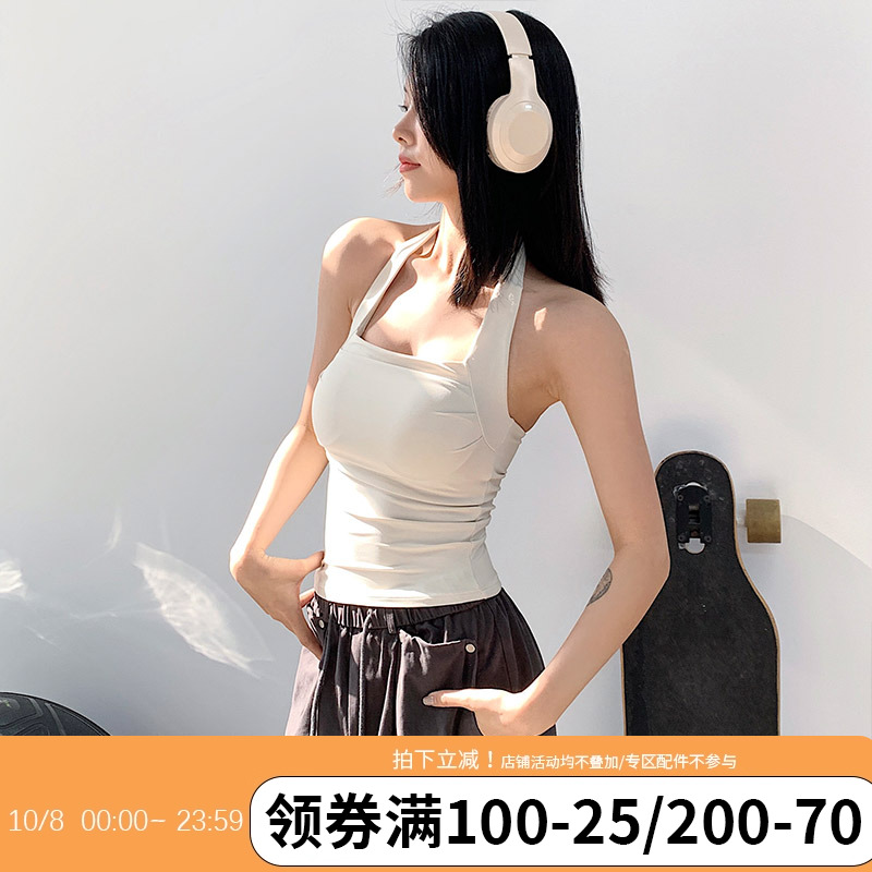 annerun挂脖运动背心女防下垂跑步健身美背一体式瑜伽服上衣文胸