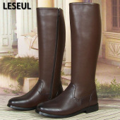 马靴深棕色潮流牛皮阅仪仗队男长马术西部骑士骑马真皮靴25年新款