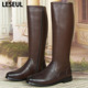 Leseul马靴男高筒真头层牛皮仪仗队阅兵英伦秋冬季 拉链长骑士皮靴