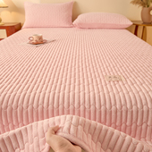 牛奶绒床盖三件套加厚夹棉床单榻榻米防滑炕盖珊瑚绒单件床毯冬季